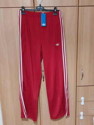 Adidas tracksuit pants, red and white