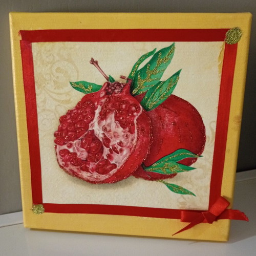 Canvas with decoupage art 20×20 cm like new