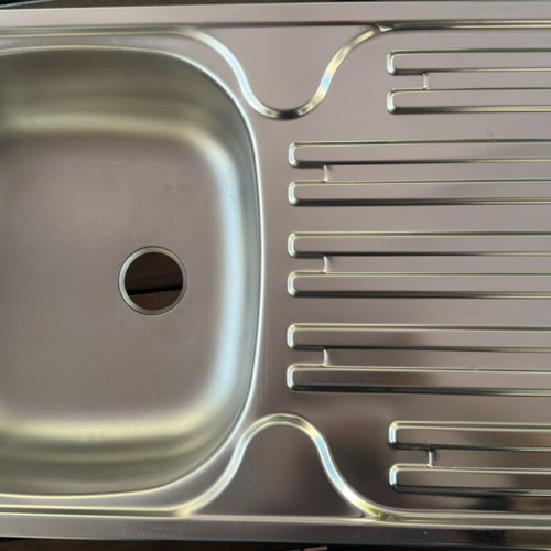Kitchen sink inox single bowl with apron and faucet, new