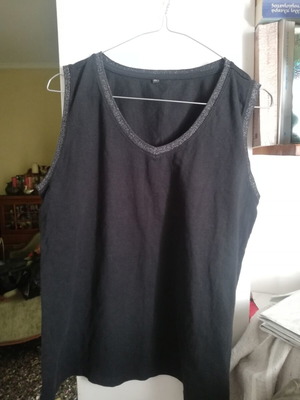 Black sleeveless blouse XL used, silver thread, cotton elastane
