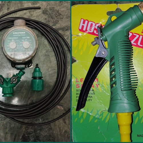 Kingfisher Analog Watering Timer used with hose pistol and accessories
