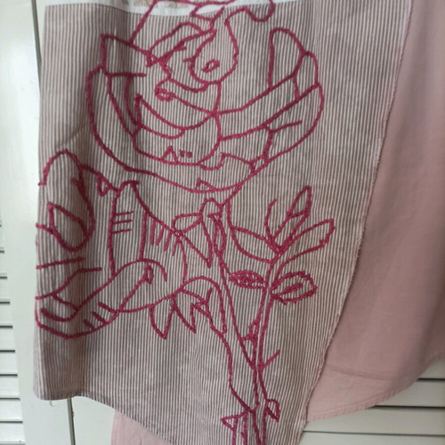 Asymmetric skirt with embroidery used, size M, pink