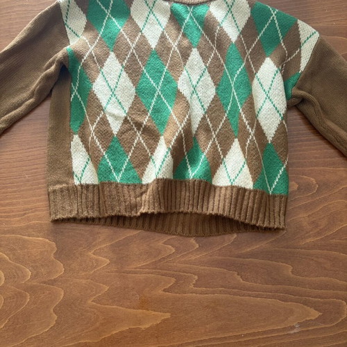 Shein Dazy S Sweater like new, 80s Y2K grandpa style, brown and green
