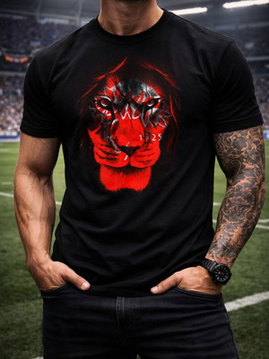 Olympiacos men's T shirt new, black with red lion design