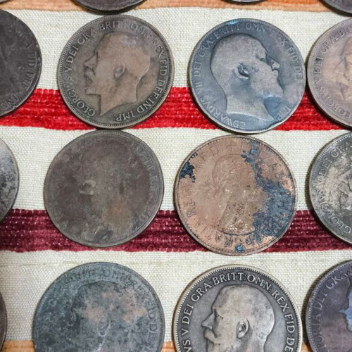 One Penny coins used, pack of 24, with bonus Half Penny 1920
