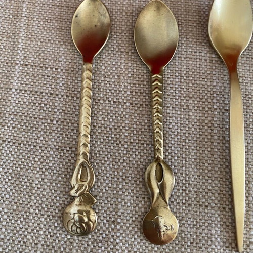 Vintage small tea spoons and fork used, pack of 10