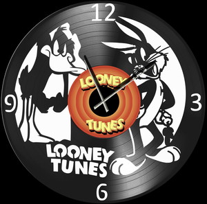 Ρολόι τοίχου από δίσκο βινυλίου  looney tunes -Daffy Duck-Bugs Bunny