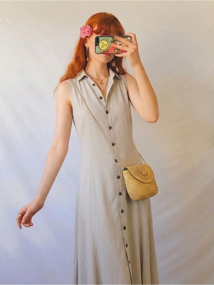 Maxi sleeveless dress Mango new, ecru with buttons