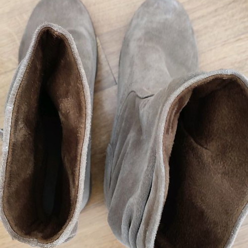 Leather Suede Beige Honey Ankle Boots Size 37 Used