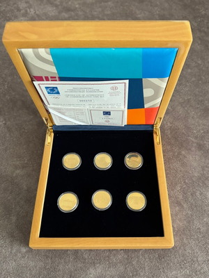 Commemorative 2004 Coin Set with 6 Gold 100 Euro Coins for Olympics