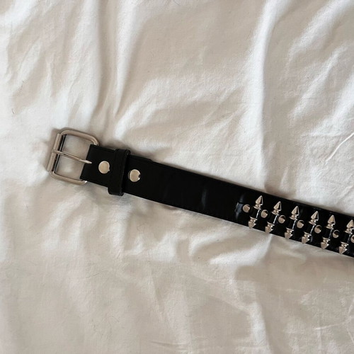 Y2K Leather Bullet Belt like new, silver