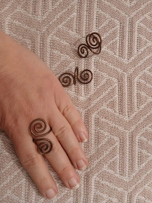 Copper rings set of 3 new, brown