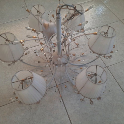 Vintage 6-light ceiling lamp with crystals like new