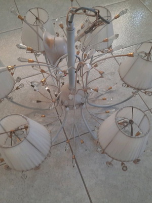 Vintage 6-light ceiling lamp with crystals like new