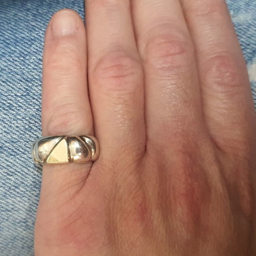 Silver gold ring 925 silver with 14K gold used, size 53