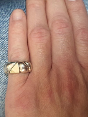 Silver gold ring 925 silver with 14K gold used, size 53