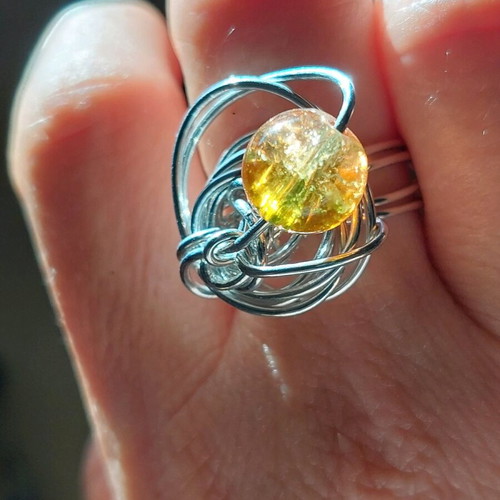 Handmade ring like new made of wire for jewelry