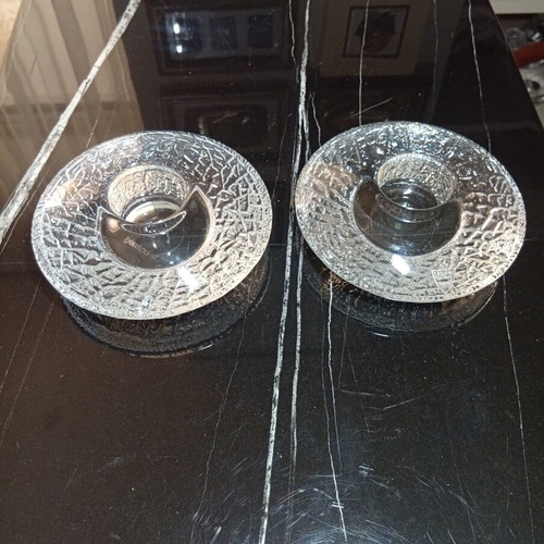 Orrefors Discus tealight candle holders set of 2, design by Lars Hellsten