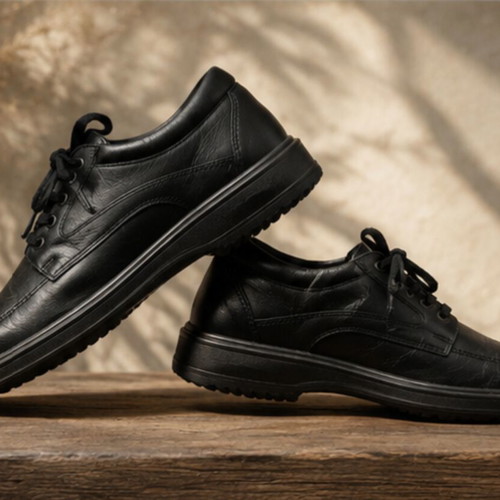 Unichel black leather shoes with laces, size 41