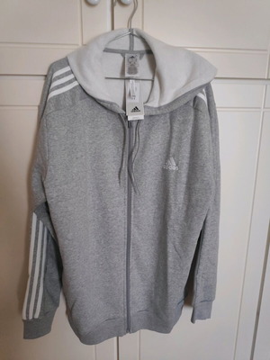 Adidas Original zip-up hoodie new, grey with white stripes size Large