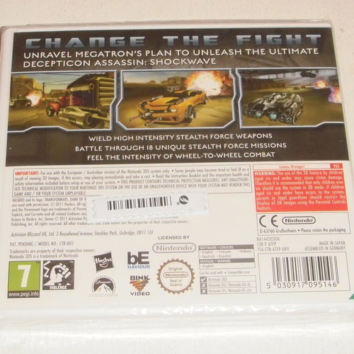 Transformers Dark of the Moon Nintendo 3DS game new