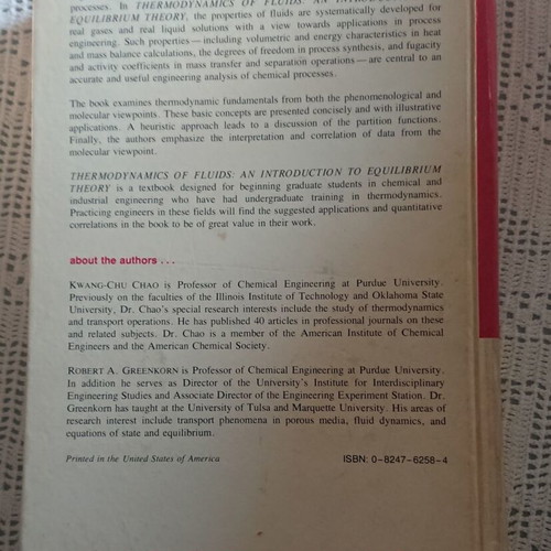 Thermodynamics of Fluids used English book