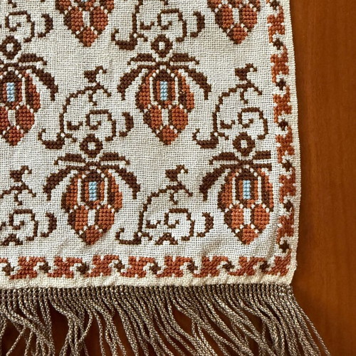Handmade woven vintage boho table runner like new