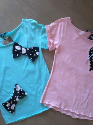 T-shirt pack one size, new, blue and pink