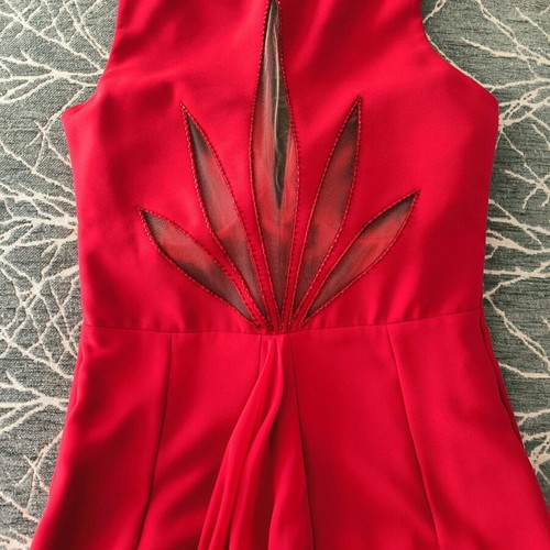 Maxi dress red new with bead design and sheer details