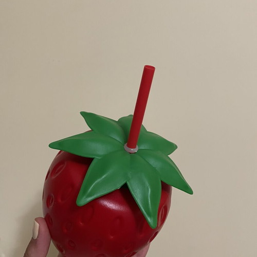 Strawberry cup with straw, new