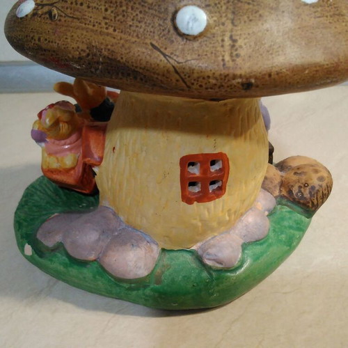 Ceramic Easter Tree House with Rabbits collectible, used