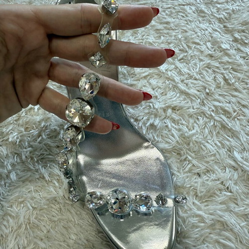 Πέδιλα Christian Louboutin Rosalie Jewele 100 δέρμα σαν καινούργια, ασημί