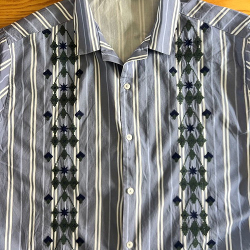 Striped shirt with embroidery XXL like new, turquoise