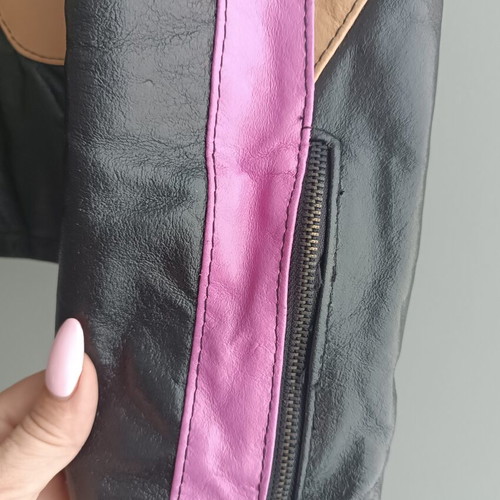 LIST genuine leather biker jacket color block M 46
