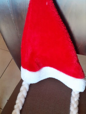Christmas hat with braids used, 65 cm length