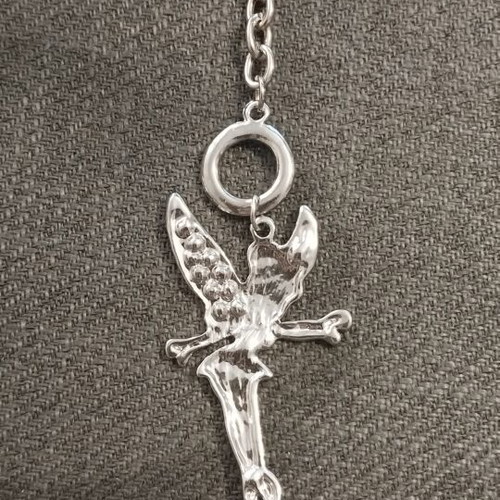 Necklace with thick silver chain and Tinkerbell pendant like new