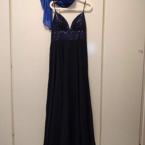 Evening dress royal blue XL with sequined bust and adjustable back