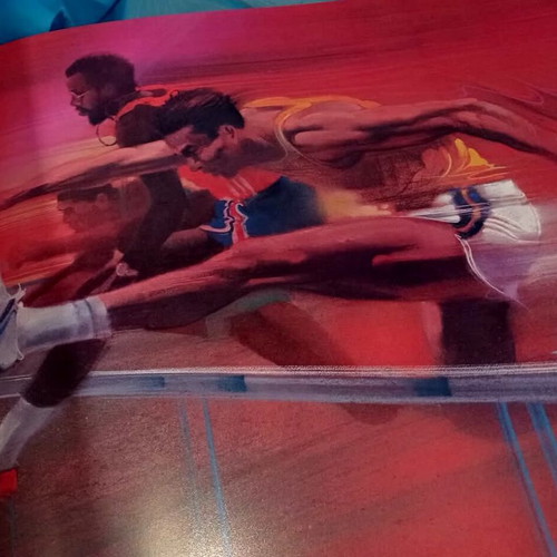 Golden Moments 1984 Olympics book used, USPS edition, Robert Peak art