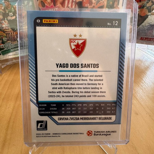 Yago Dos Santos Orange Laser Basketball Card 61/75, like new