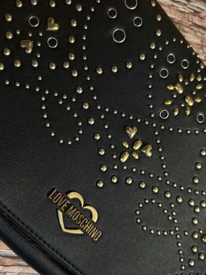 Love Moschino shoulder bag used, black with gold studs