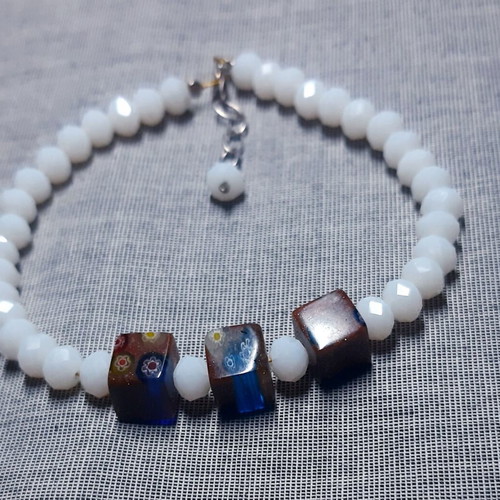 Iceland bracelet with white crystals and 925 silver, handmade