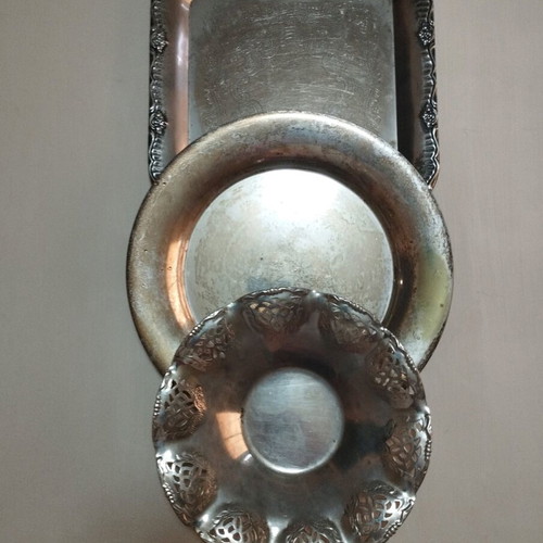 Metal discs used, 1970s, set of 3 pieces