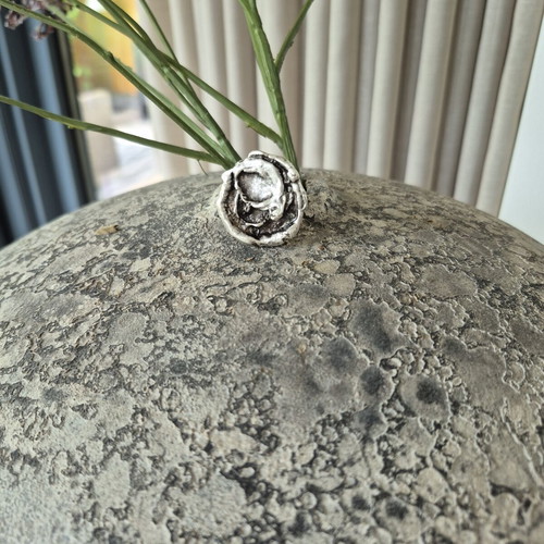 Zamak ring adjustable size, silver color, new