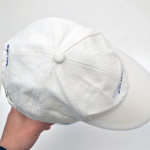 No Fear Vintage White Baseball Cap with Embroidered Logo and Eyes Y2K