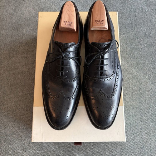 Bally Scribe Adrem 6p Black Calf Handmade Shoes size 42 like new