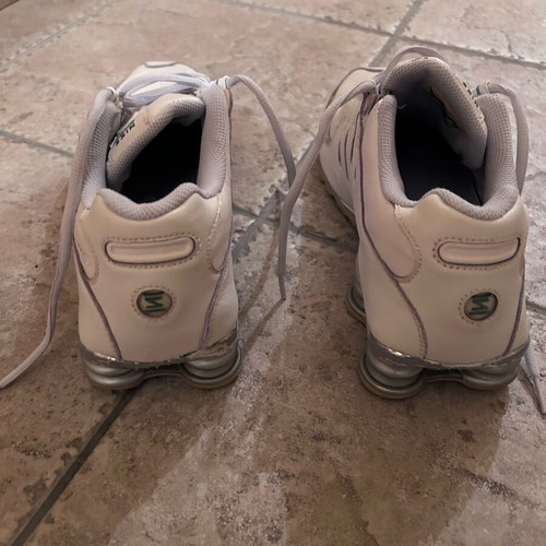 Nike Shox athletic shoes used, leather, white, size 43