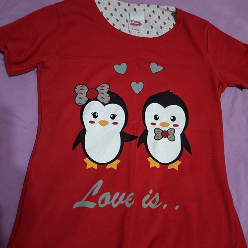 Summer pajamas set like new, cotton, size L, red