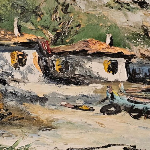 Πίνακας Σεργκενλίδης Κρυωνάς ελαιογραφία σαν καινούργιο, υπογεγραμμένη σε ξύλινη κορνίζα