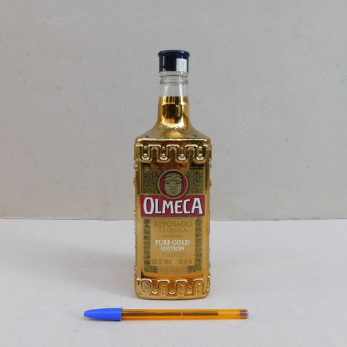 Olmeca Pure Gold Edition tequila bottle empty, 25 cm height