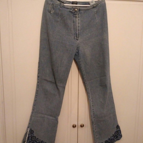 Boho denim pants used with embroidery, size 48